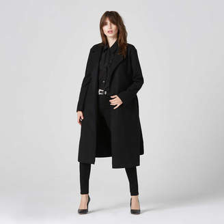 DSTLD Womens Wool Blanket Maxi Coat in Black