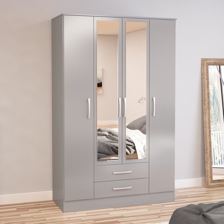 Dunelm Lynx 4 Door Wardrobe Mirrored Grey ShopStyle Bedroom