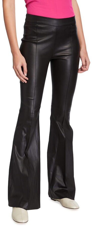 Rosetta Getty Pintucked Leather Flare Pants - ShopStyle