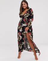 Thumbnail for your product : Club L London Plus Plus wrap front floral maxi dress