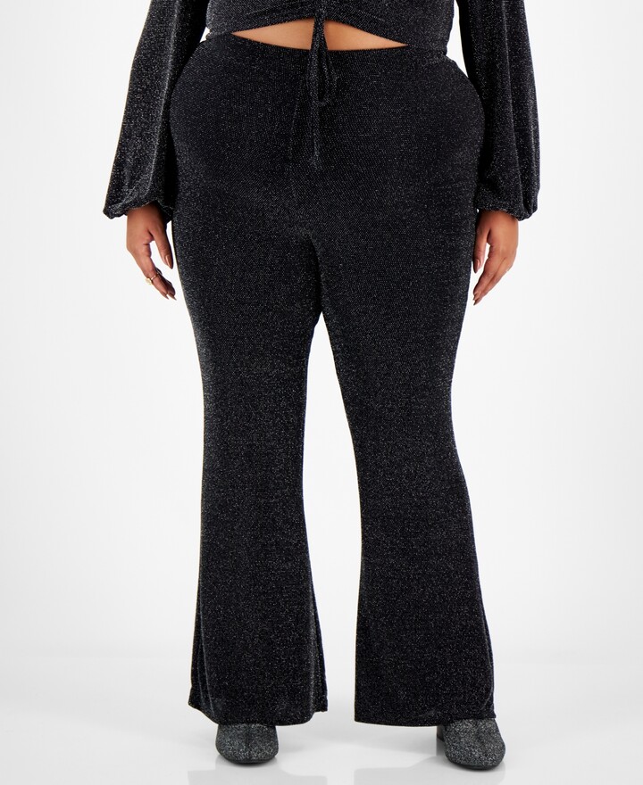 Bar III Plus Size Embellished Flared PullOn Pants, Created for Macy's