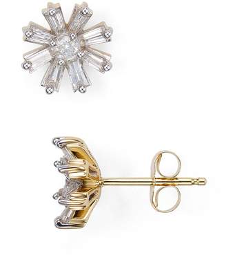 Adina Reyter Diamond Baguette Flower Stud Earrings