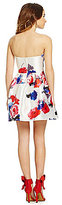 Thumbnail for your product : B. Darlin Strapless Floral-Print Fit-and-Flare Dress