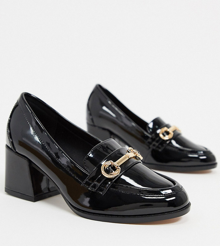 mid heel loafers black