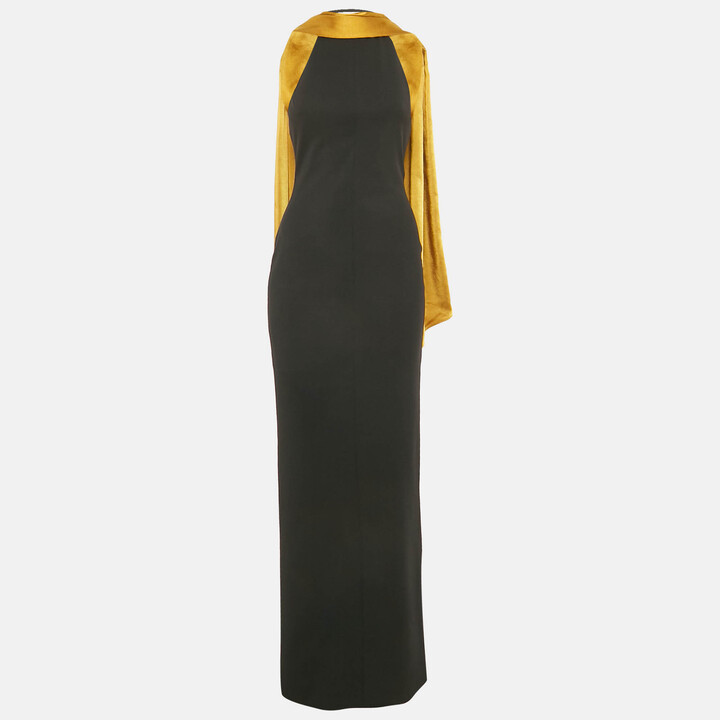 SOLACE London Black Crepe Dahlia Maxi Dress S