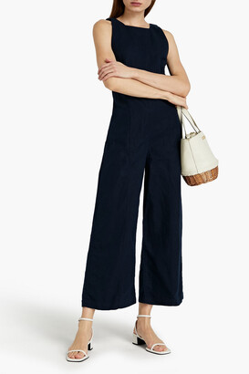 Joie Cutout cotton and linen-blend twill wide-leg jumpsuit