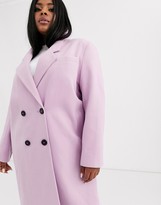Thumbnail for your product : ASOS DESIGN Curve hero longline double breasted maxi coat in lilac