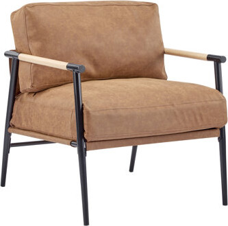 27.19" Armchair With Soft And Supportive Cushions, Minimalist Metal Build Natural Wood Armrest Sections, Great For Living Room Seating Arrangement, 33