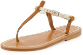Thumbnail for your product : K. Jacques Picon Two-Tone Thong Sandal, Natural/Platinum