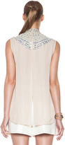 Thumbnail for your product : Haute Hippie Pearl & Crystal Embellished Silk Top in Buff