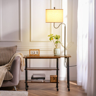 Orren Ellis 64 Fancy Edge Corner Display Floor Lamp with Shelves