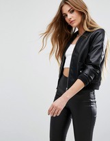 Thumbnail for your product : Noisy May Leather Look Bomber Jacket