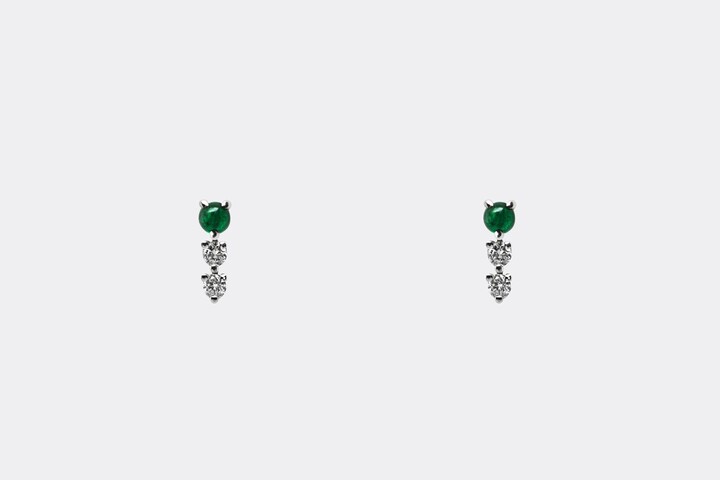 Etsy Emerald & Diamond Three-step Earrings 14K Gold