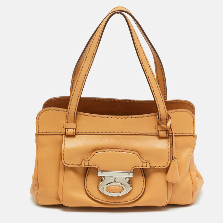 Tod's Tan Leather Frame Satchel