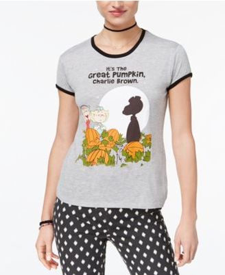 Mighty Fine Juniors' Charlie Brown Ringer Graphic T-Shirt