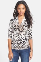 Thumbnail for your product : Vince Camuto 'Animal Fresco' Print Pleat V-Neck Top