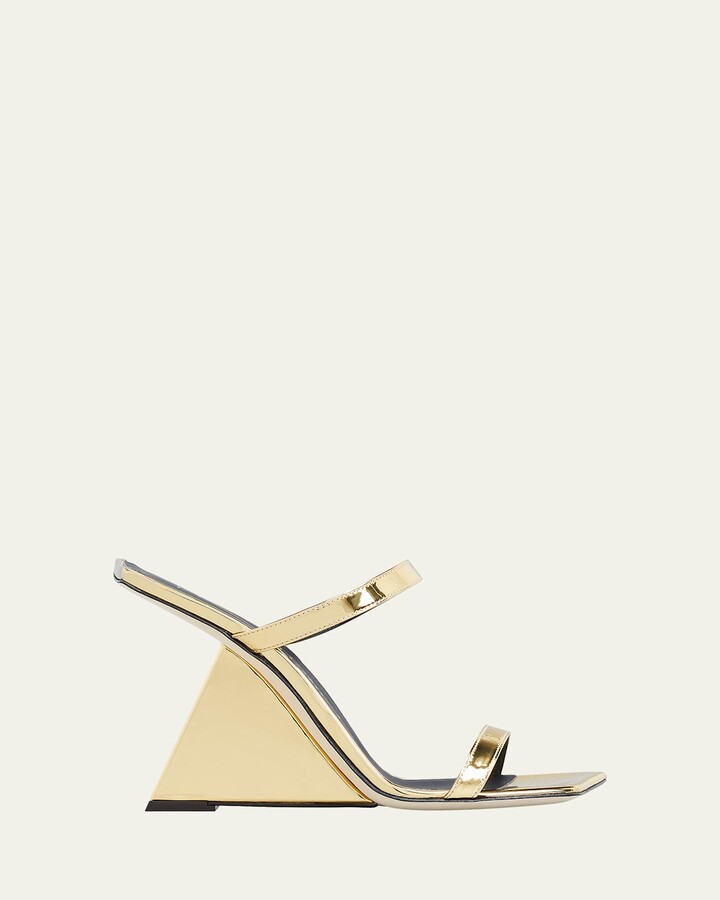 Giuseppe Zanotti Metallic Leather Triangle-Heel Mules