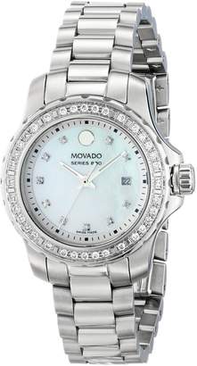 Movado Women's 2600120 Series 800 Stainless Steel Diamond Set Case and Bracelet White Mother-of-Pearl Dial Watch