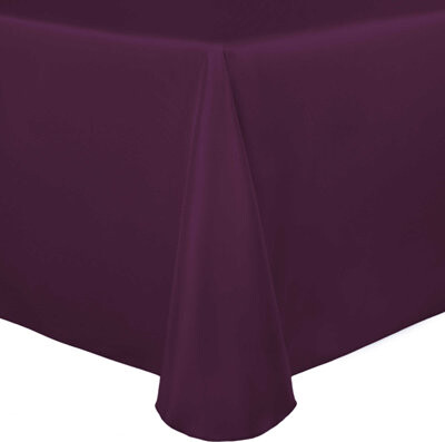 Ultimate Textile -10 Pack- Bridal Satin 108 X 156-Inch Oval Tablecloth Aubergine Eggplant Purple
