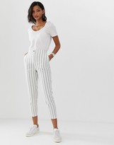 Thumbnail for your product : ASOS DESIGN striped linen slim cigarette pants