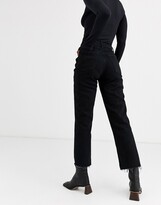 Thumbnail for your product : Topshop straight leg jeans with raw hem in black