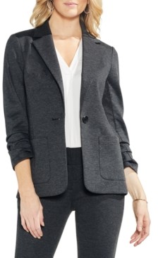 Vince Camuto Petite Ruched-Sleeve Ponte-Knit Blazer