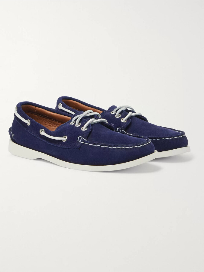 blue suede boat shoes