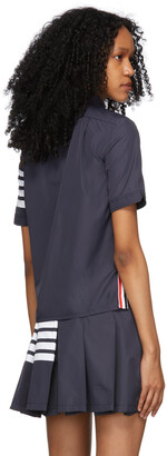 Thom Browne Navy Flyweight Tech 4-Bar Short Sleeve Shirt
