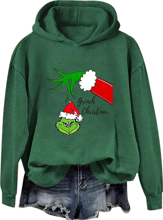 Xmas Grinch Christmas Hoodie Angxiwan Christmas Hoodies For Women