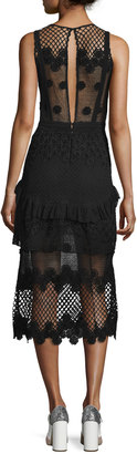 Alexis Zuzanna Sleeveless Embroidered Midi Dress, Black