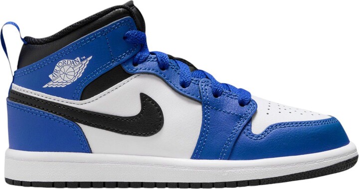 Jordan Kids' Preschool Air 1 Mid Basketball Shoes, Size 11, Royal/Black/White