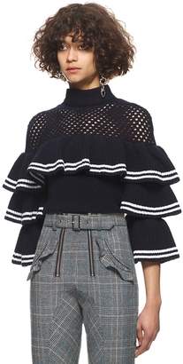 Self-Portrait Striped Frill Sweater