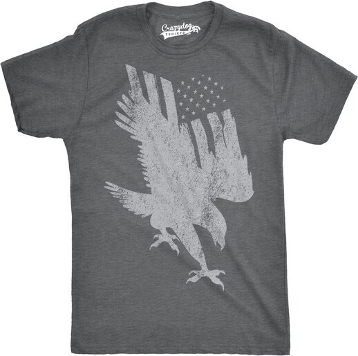 Crazy Dog T-Shirts, Inc. MensFlagIntoEagleFunnyTshirtsAmericanFlagTeesNoveltyareProudofVintageUSATshirt-CrazyDogMen'sTShirtForFourthOfJulyDarkGrey
