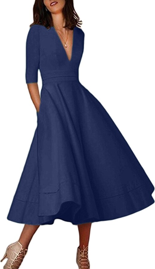 OMZIN Womens Wedding Dress Sexy Elegant Retro Dress A-Line Plus Size ...