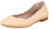 Thumbnail for your product : Chloé Scalloped Leather Ballerina Flat, Beige