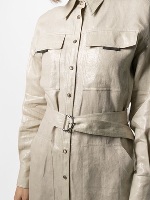 Brunello Cucinelli Varnished Button-Up Shirt Dress