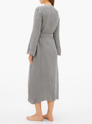 Once Milano - Houndstooth Linen Robe - Navy Multi