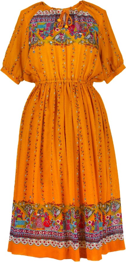 Sugar Cream Vintage Historical Indian 80’S Mustard Yellow Vintage Dress ...