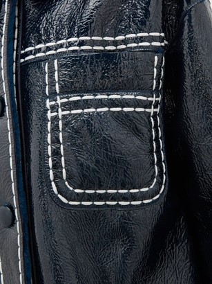 Fendi Contrast-stitching Patent-leather Coat - Blue Multi