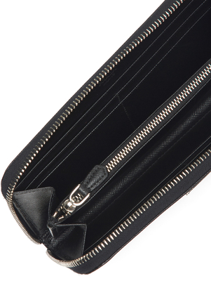 Prada Saffiano Leather Triangle Zip Around Wallet