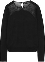 Thumbnail for your product : Oscar de la Renta Open Knit-paneled Wool And Silk-blend Sweater