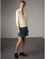 Thumbnail for your product : Burberry Cable Knit Detail Cashmere Cardigan, White