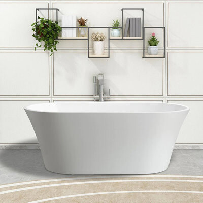 Vanity Art 62" x 30" Freestanding Soaking Bathtub with Pop Up Drain