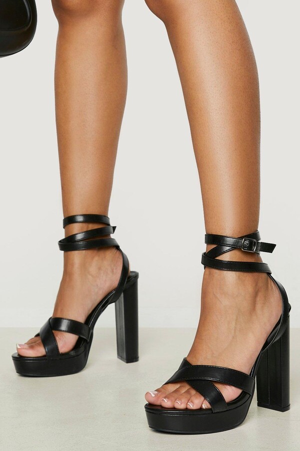 platform black block heels