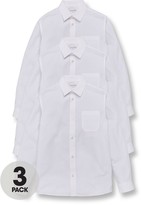 Thumbnail for your product : Very Boys 3 Pack Long Sleeve Slim Fit School Shirts - White