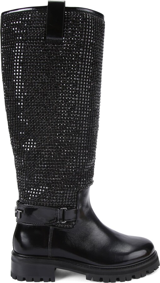 Kurt Geiger London Leather Crystal Knee-High Boots