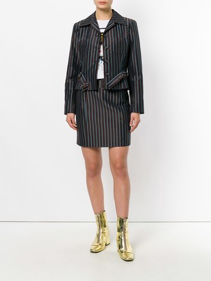 Kenzo Pre-Owned Striped Belted Skirt Suit