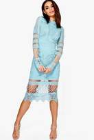 Thumbnail for your product : boohoo Boutique Lace Panelled Midi Dress