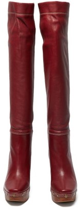Jacquemus Sabots Leather Over-the-knee Boots - Burgundy