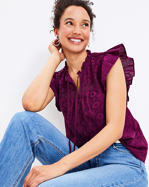loft ruffle sleeve top